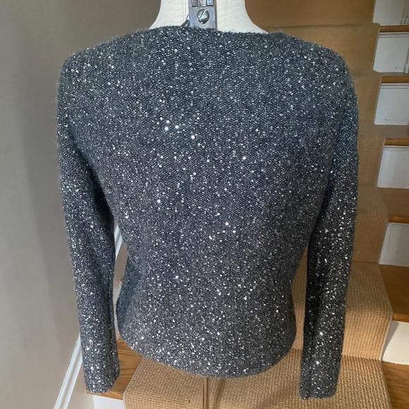 Garnet Hill sparkle v-neck holiday sweater, small - Picture 2 of 12